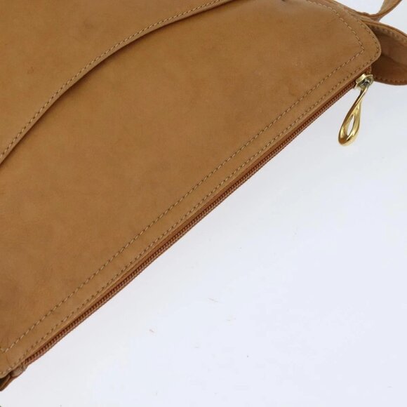 LOEWE Anagram Shoulder Bag Leather Brown Gold Auth - Picture 7 of 16